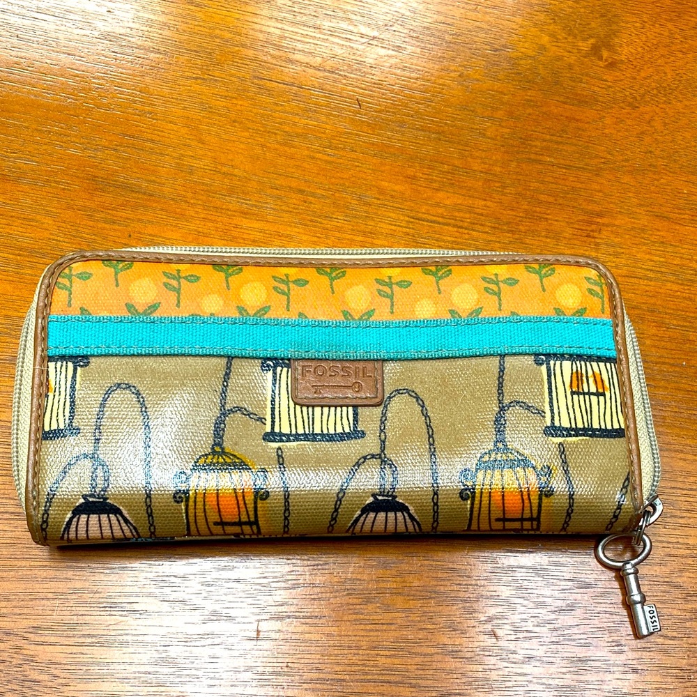 Fossil Birdcage Pattern wallet